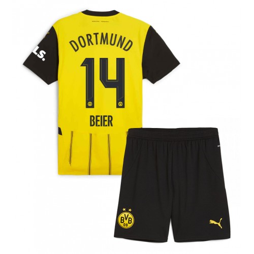 Fotbalové Dres Borussia Dortmund Maximilian Beier #14 Dětské Domácí 2024-25 Krátký Rukáv (+ trenýrky)